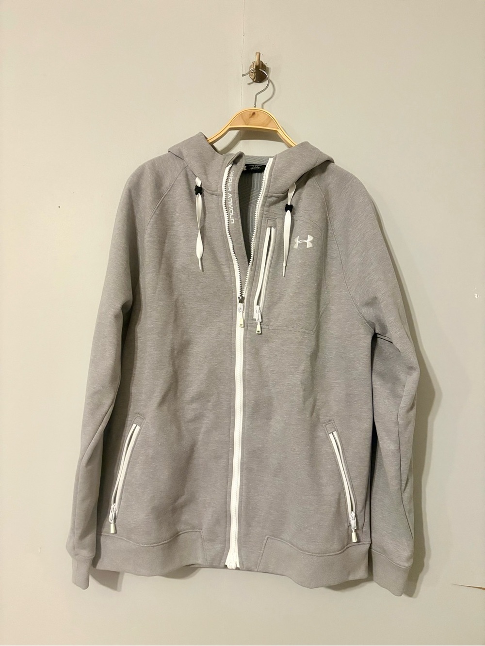Under Armour Light Gray Full-Zip Performance Hoodie Jacket